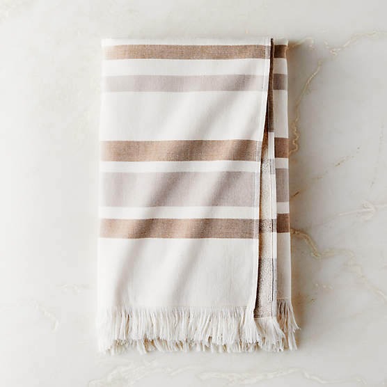 Kamilla Organic Cotton Striped Copper Hand Towel + Reviews CB2 Canada