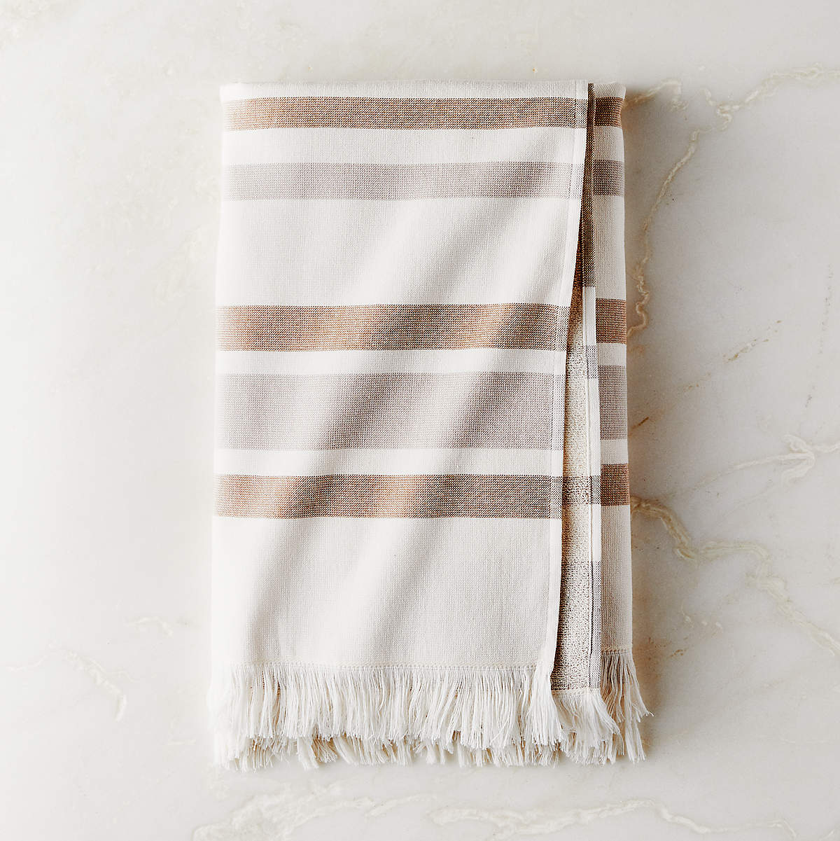 Kamilla Organic Cotton Striped Copper Bath Towel + Reviews CB2