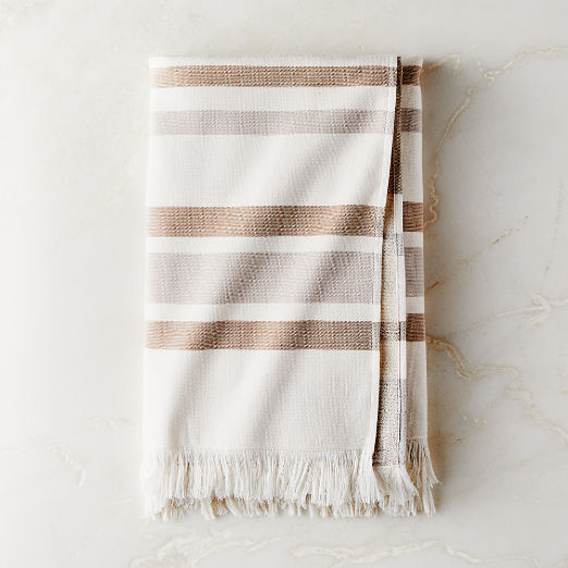 Kamilla Organic Cotton Striped Copper Bath Towel