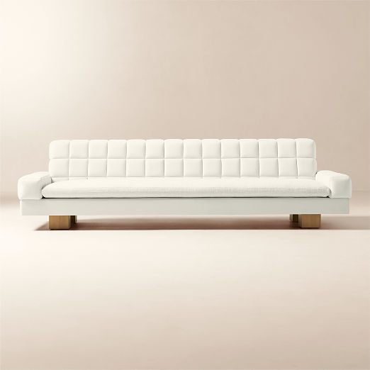 Kanan 112" Natural Quilted Dual Fabric Sofa by Kravitz Design