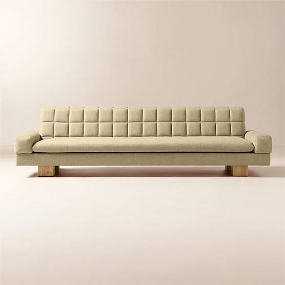 Kanan 112" Light Brown Quilted Fabric Sofa by Kravitz Design