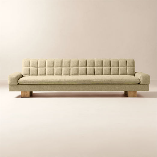 Kanan 112" Light Brown Quilted Fabric Sofa by Kravitz Design