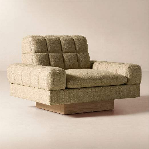 Kanan Light Brown Quilted Fabric Accent Chair by Kravitz Design