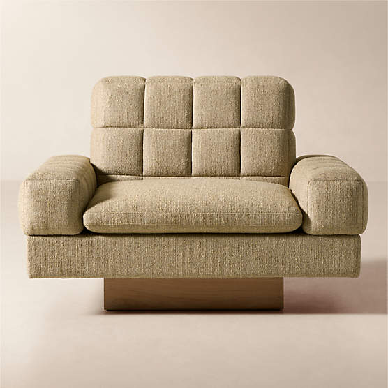 Kanan Light Brown Quilted Fabric Accent Chair by Kravitz Design