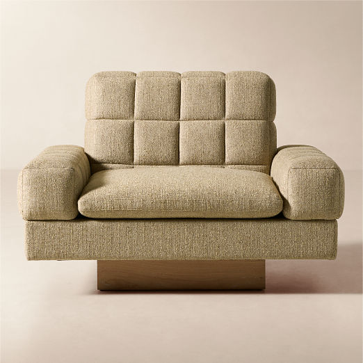 Kanan Light Brown Quilted Fabric Accent Chair by Kravitz Design