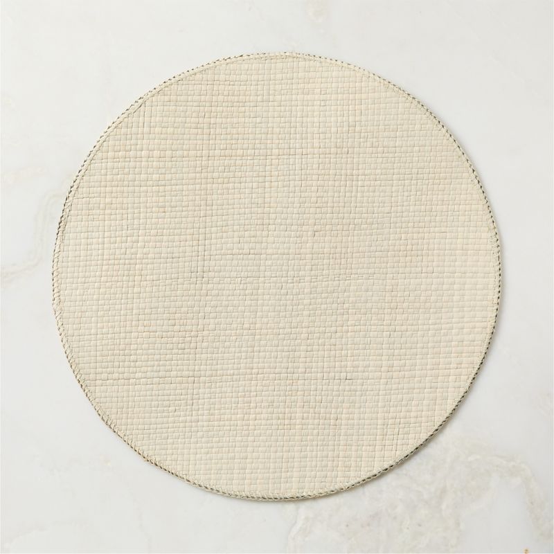 View Kanawa Warm White Woven Round Placemat details