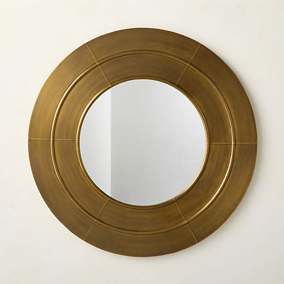 Kane Aged Brass Round Wall Mirror 36"
