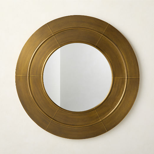 Kane Aged Brass Round Wall Mirror 36"