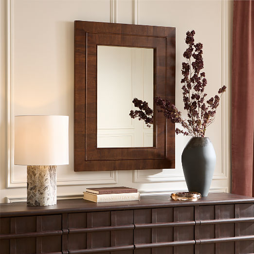 Kane Walnut Wood Rectangular Wall Mirror 36"x48"