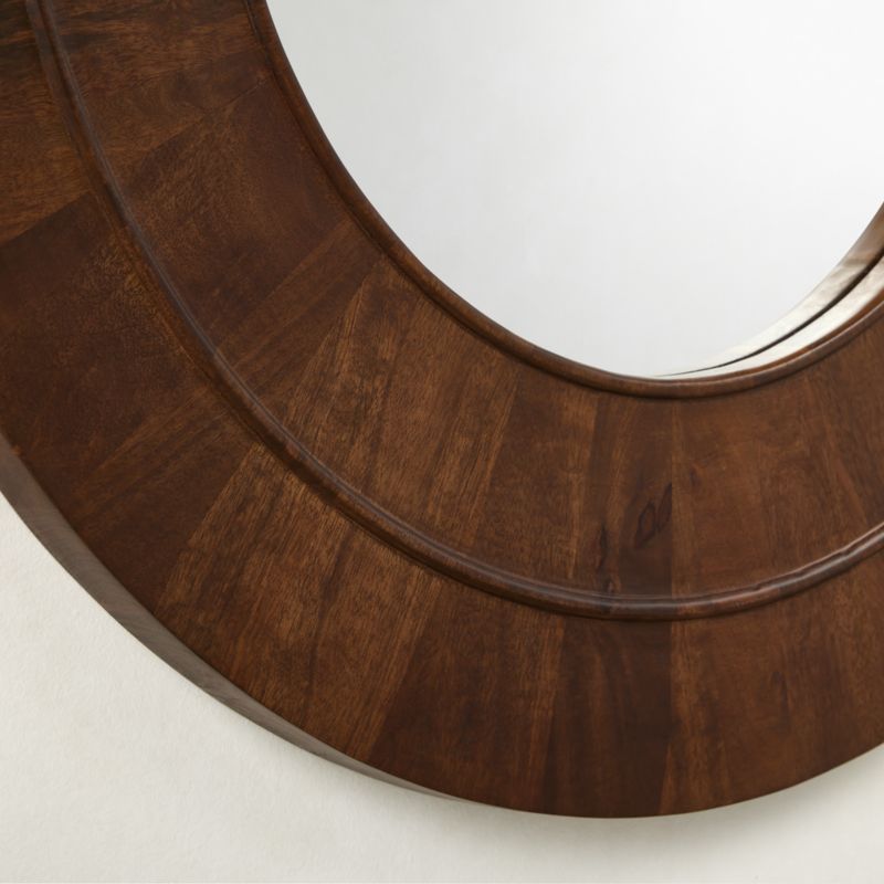 Kane Walnut Wood Round Wall Mirror 36" - image 3 of 5