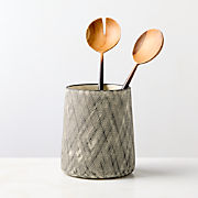 Kari White and Black Cross Hatch Utensil Holder