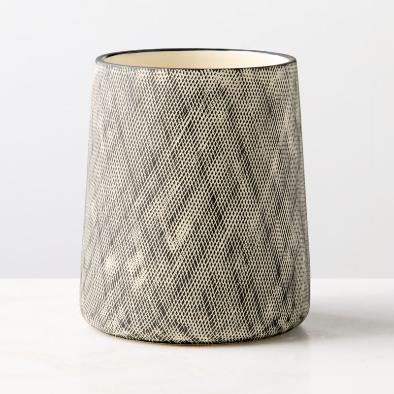 Kari White and Black Cross Hatch Utensil Holder - image 1 of 4