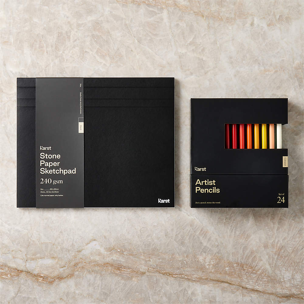 Karst Stone Paper Sketchpad and Woodless Artist Pencils Set