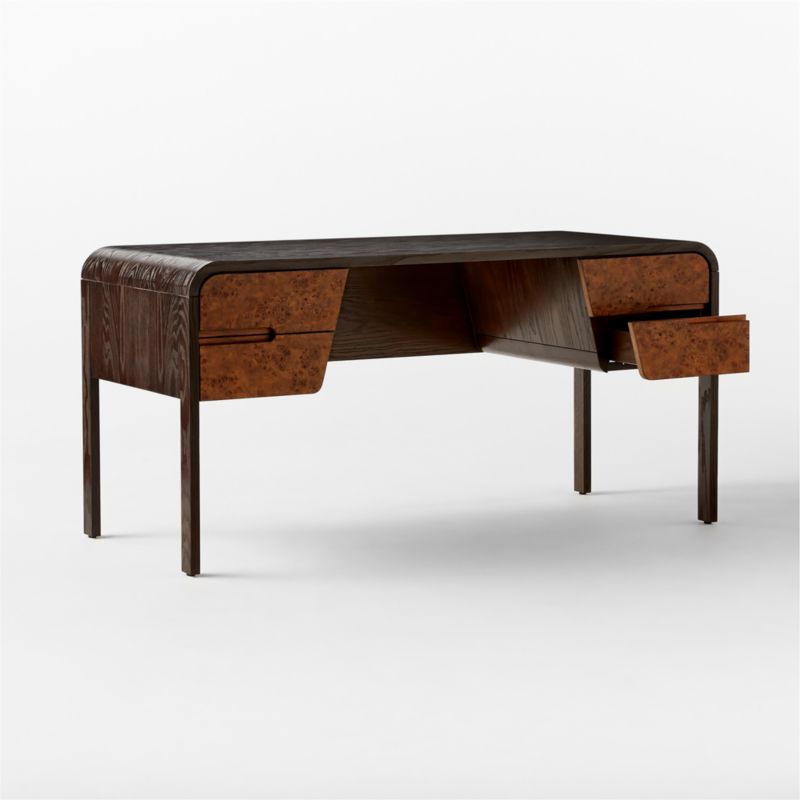 Kasen Modern Burl Wood Executive Desk + Reviews | CB2