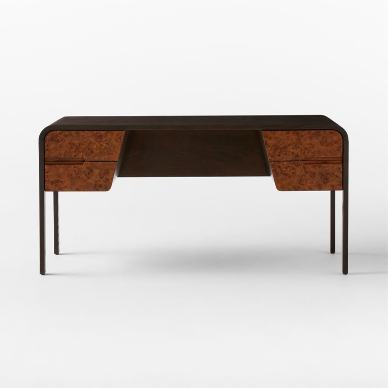 Kasen Modern Burl Wood Executive Desk + Reviews | CB2
