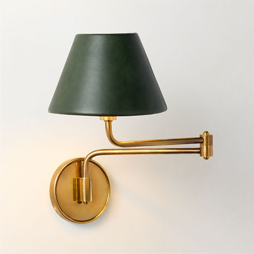 Katya Green Leather Articulating Wall Sconce
