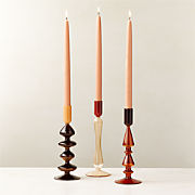 Kava Warm Toned Glass Taper Candle Holders Set of 3