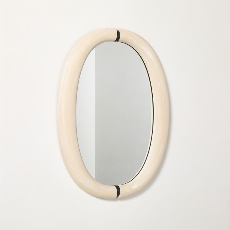 Kaboshon White Swirled Resin Oval Wall Mirror 24"X32" - image 2 of 4