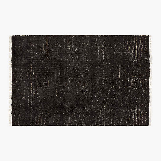 Keen Hand-Knotted Black Viscose Area Rug 5'x8'