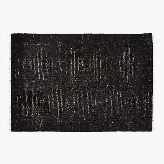 Keen Hand-Knotted Black Viscose Area Rug 6'x9'