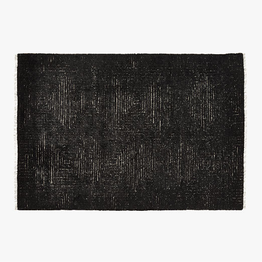 Keen Hand-Knotted Black Viscose Area Rug 6'x9'