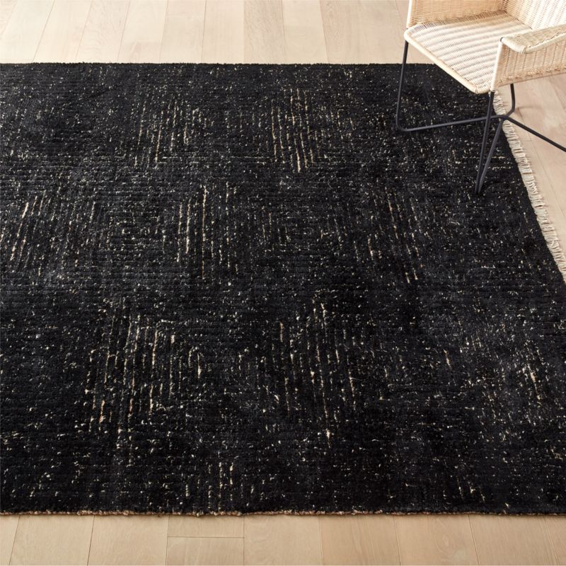 Keen HandKnotted Viscose Black Area Rug CB2