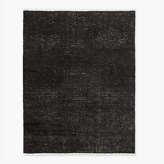 Keen Hand-Knotted Black Viscose Area Rug 6'x9'