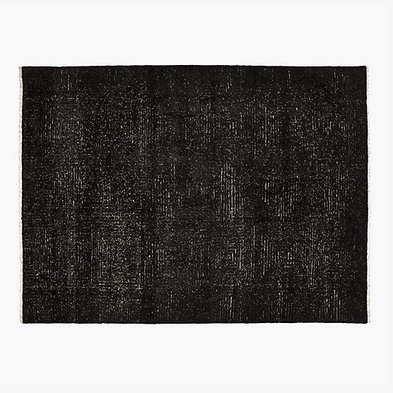 Keen Hand-Knotted Black Viscose Area Rug 9'x12'