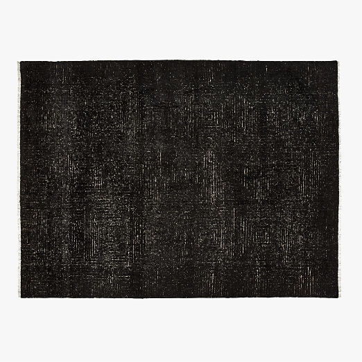 Keen Hand-Knotted Black Viscose Area Rug 9'x12'