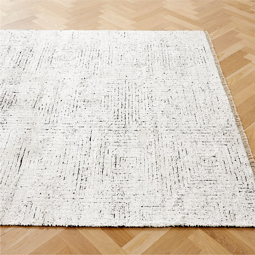 Keen Hand-Knotted White Viscose Area Rug