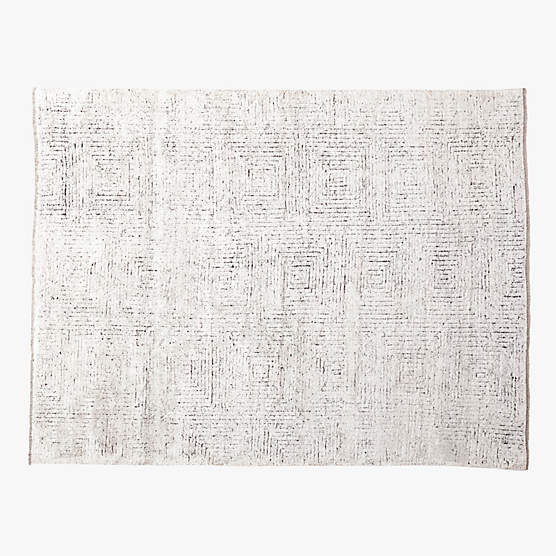 Keen Hand-Knotted White Viscose Area Rug 9'x12'