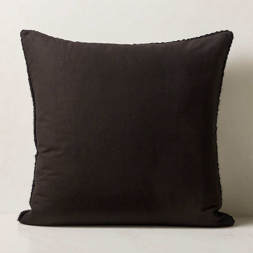 Kellan Black Wool Modern Throw Pillow with Down Alternative Insert