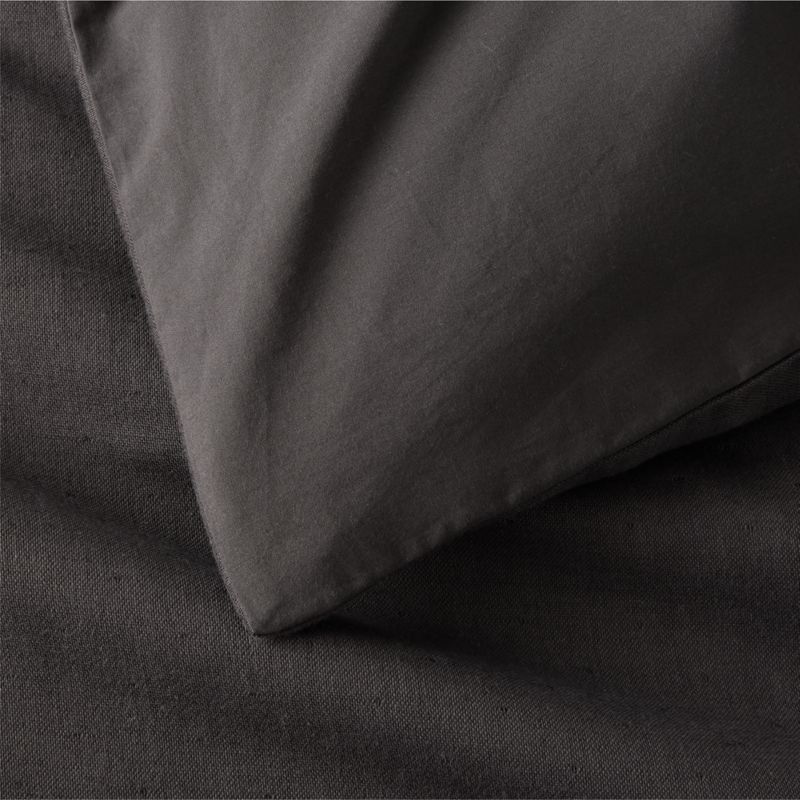 Kellen Organic Cotton-Blend Charcoal Grey Full/Queen Duvet Cover - image 3 of 4