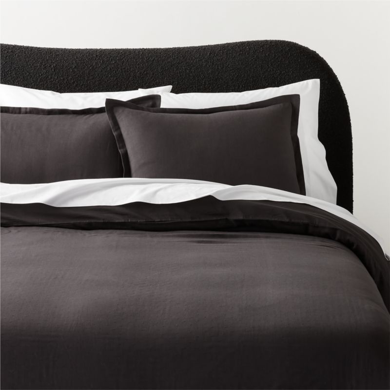 Kellen Organic Cotton-Blend Charcoal Grey Full/Queen Duvet Cover - image 0 of 4