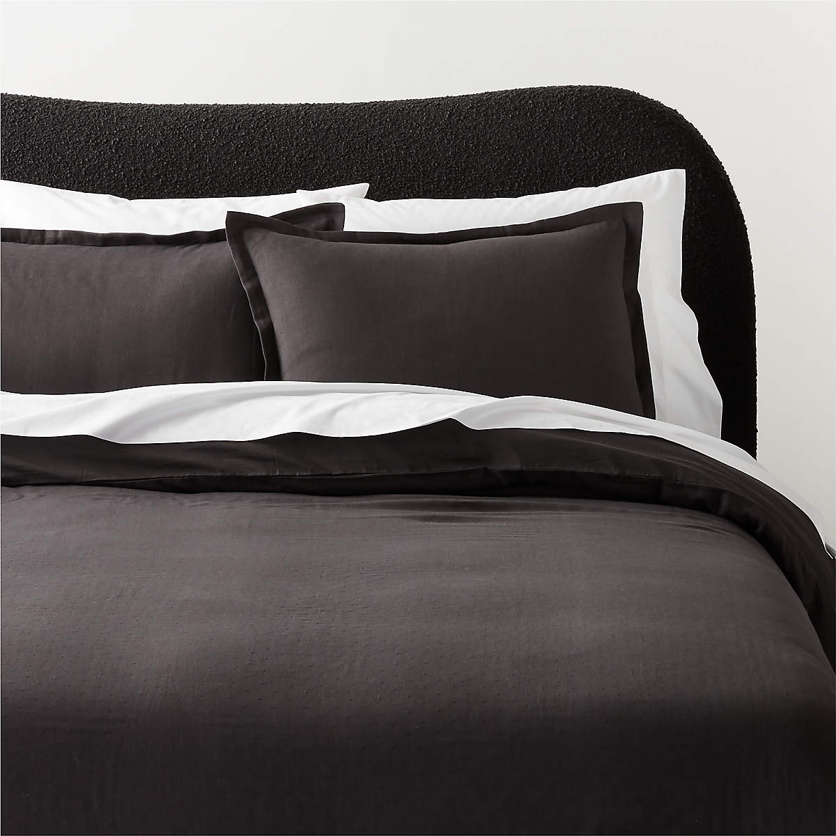 Kellen Organic CottonBlend Charcoal Grey Full/Queen Duvet Cover