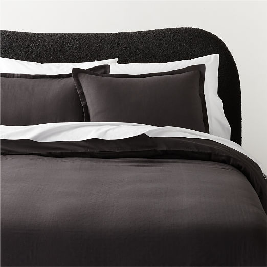 Kellen Organic Cotton-Blend Charcoal Grey Full/Queen Duvet Cover