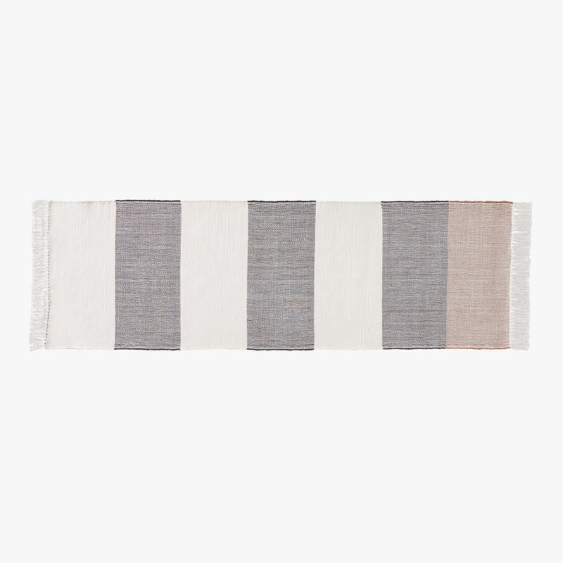 View Kelso Charcoal and Camel Stripe Indoor/Outdoor Runner Rug 2.5'x8' details