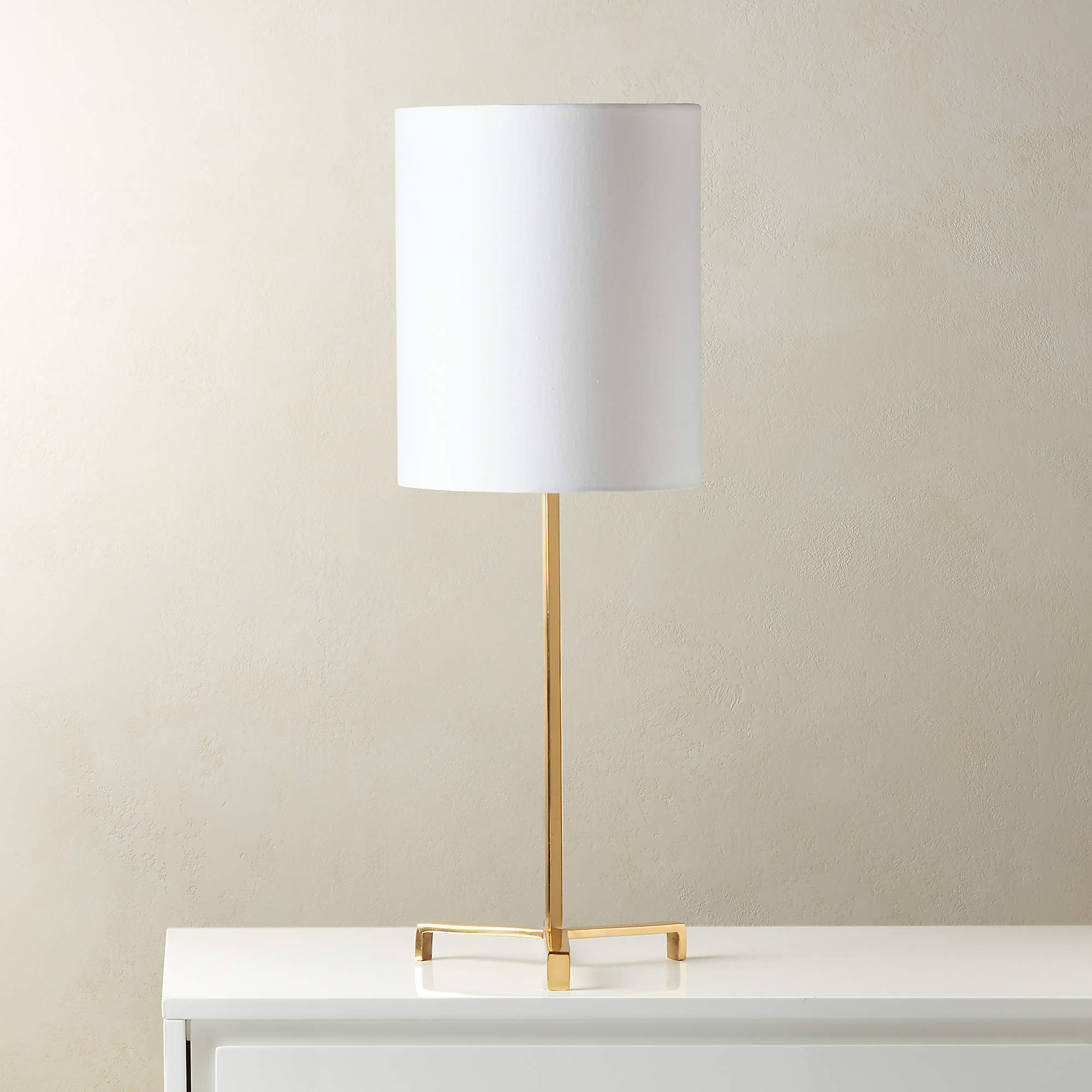 Kendo Polished Brass Table Lamp with Linen Shade CB2 Canada