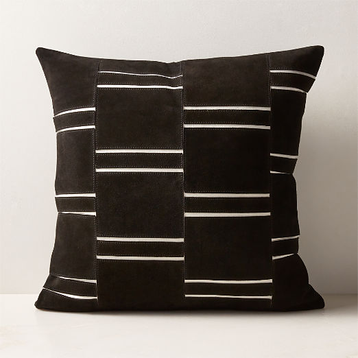 Keene Black Suede Throw Pillow with Feather-Down Insert 20''