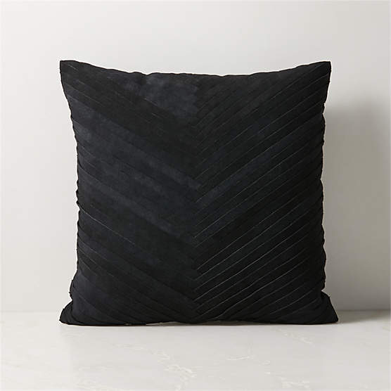 Kerro Black Woven Suede Throw Pillow with Down-Alternative Insert 18"x18"