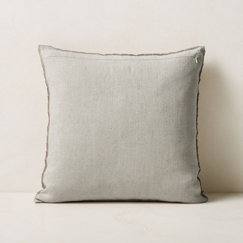 Kerro Light Brown Woven Suede Throw Pillow with Feather-Down Insert 18''x18"