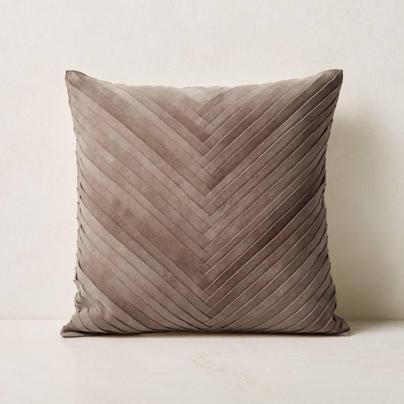 View Kerro Light Brown Woven Suede Throw Pillow with Down-Alternative Insert 18''x18" details