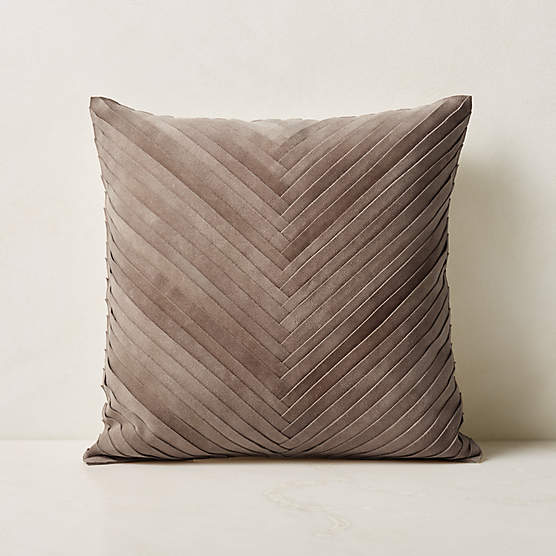 Kerro Light Brown Woven Suede Throw Pillow with Feather-Down Insert 18''