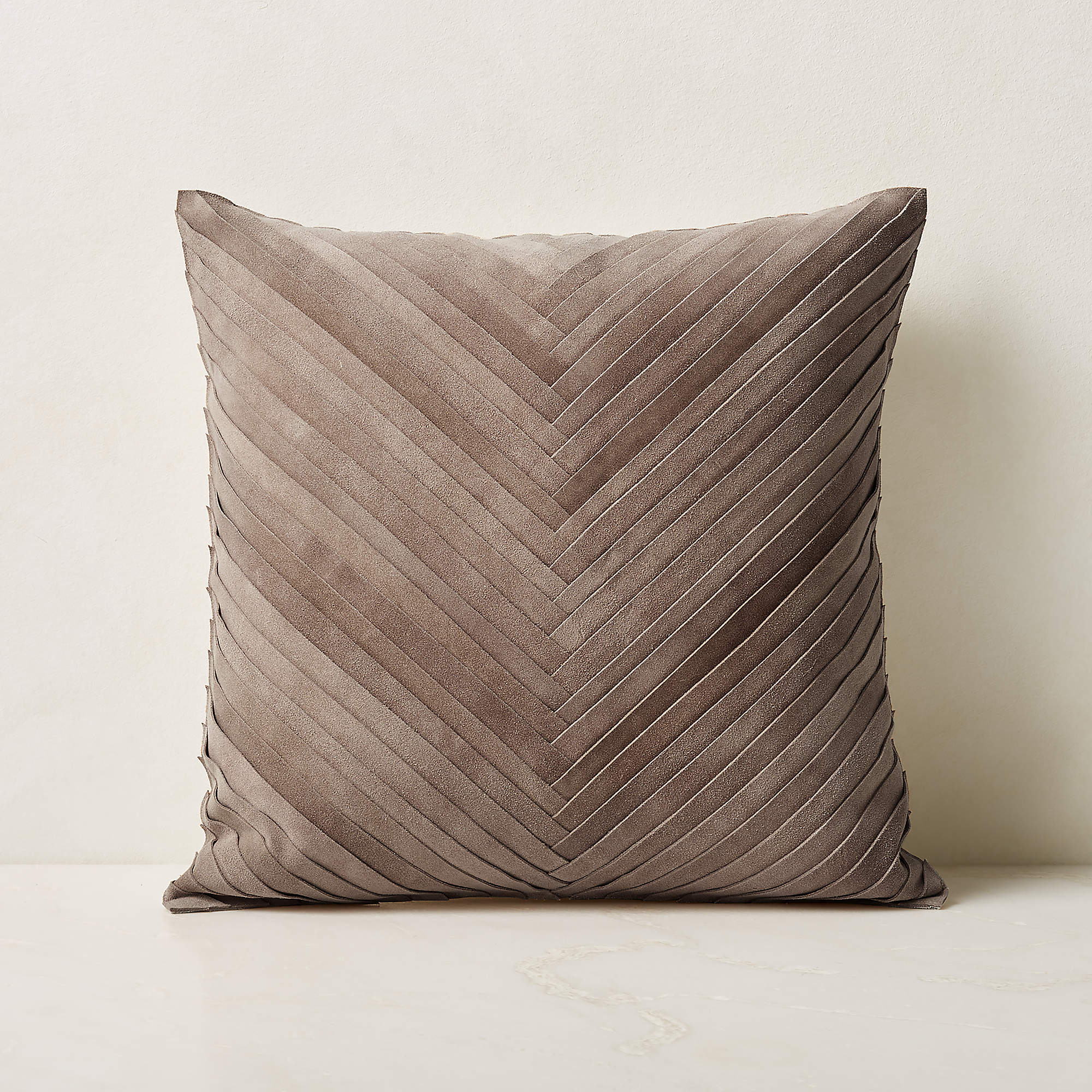 Kerro Light Brown Woven Suede Throw Pillow with Feather Down Insert 18