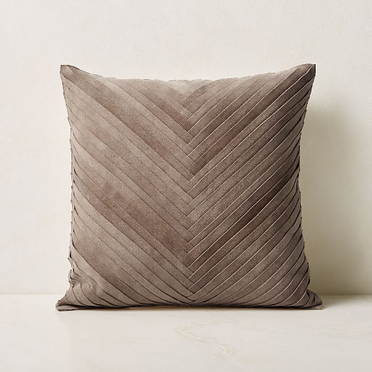 Kerro Light Brown Woven Suede Throw Pillow with Down-Alternative Insert 18''