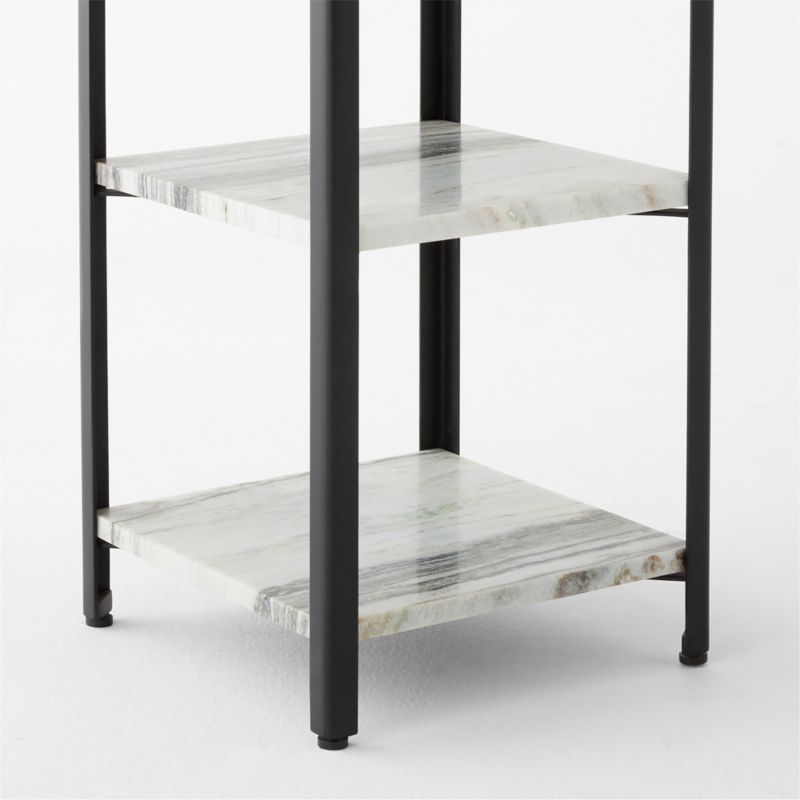 Kessi Black Metal and White Marble Side Table with Drawer - image 8 of 11