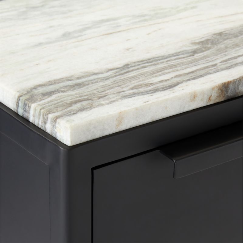 Kessi Black Metal and White Marble Side Table with Drawer - image 10 of 11