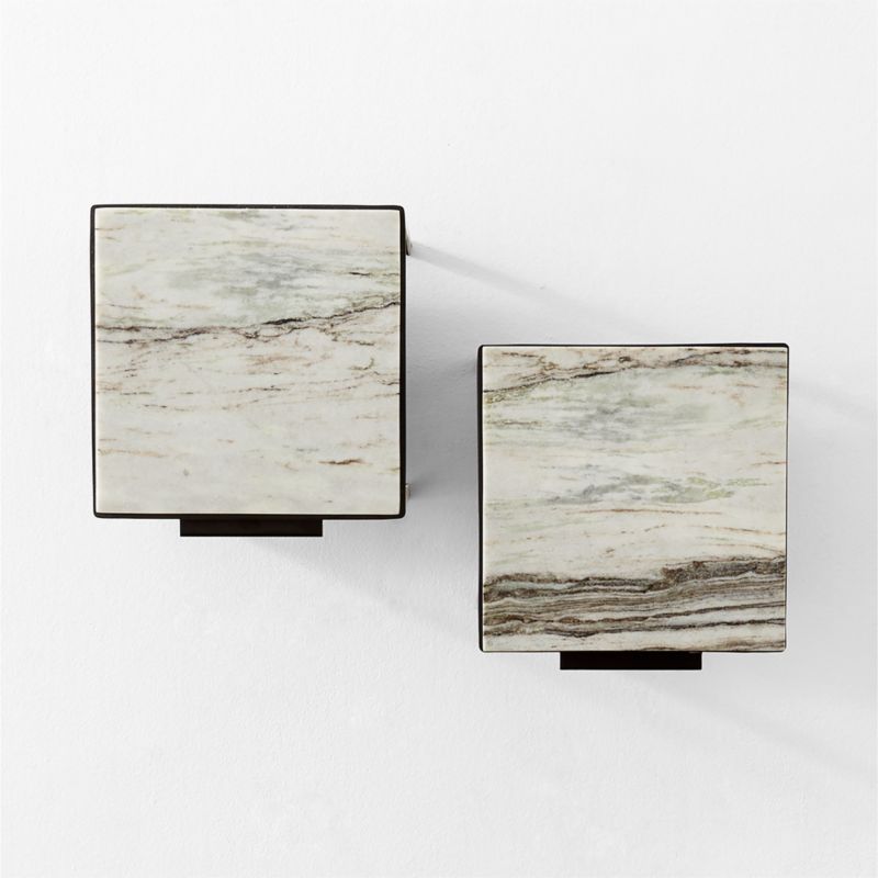 Kessi Black Metal and White Marble Side Table with Drawer - image 9 of 11