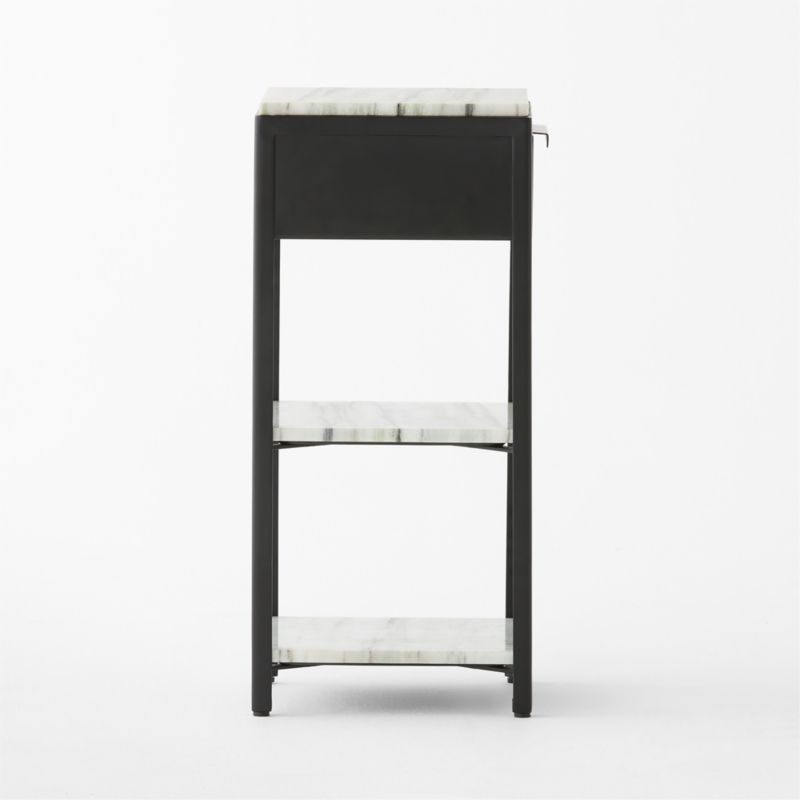 Kessi Black Metal and White Marble Side Table with Drawer - image 7 of 11