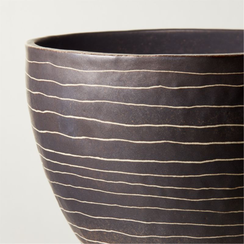 Kettner Grey Ceramic Striped Footed Bowl/Vase - image 2 of 7